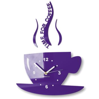 Nástenné hodiny Time for coffee fialová
