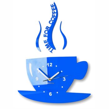 Nástenné hodiny Time for coffee modrá