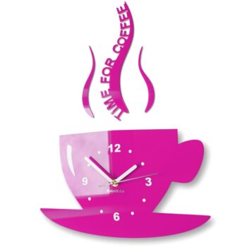 Nástenné hodiny Time for coffee ružová