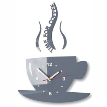 Nástenné hodiny Time for coffee sivá