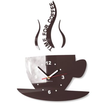 Nástenné hodiny Time for coffee tmavohnedá