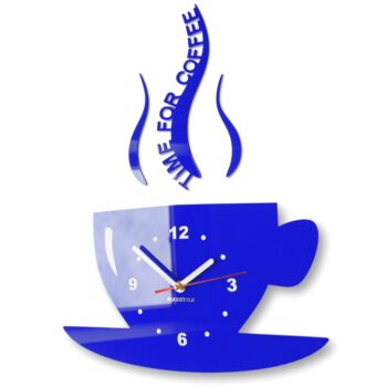 Nástenné hodiny Time for coffee tmavomodrá