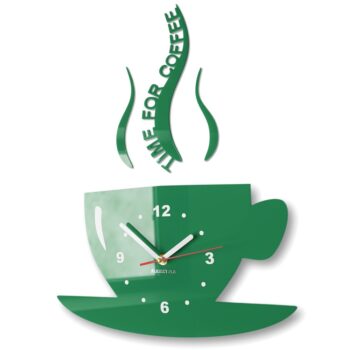 Nástenné hodiny Time for coffee tmavozelená
