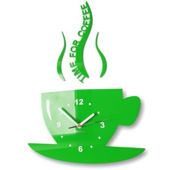 Nástenné hodiny Time for coffee zelená