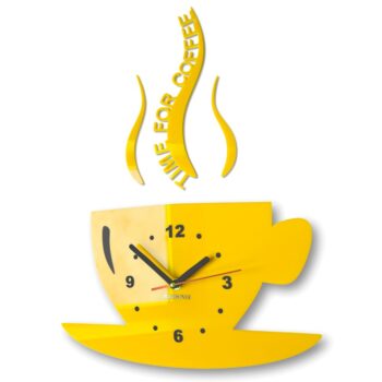 Nástenné hodiny Time for coffee žltá