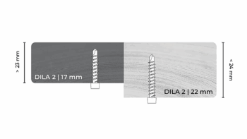 Nerezová príchytka DILA 2 vrátane skrutiek pre skrytý spoj terasových dosiek a obkladov DILA 2 | 22 mm | Čierna | 200 ks