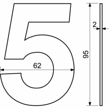 Nerezové číslo 1, 2D ploché RN.95L.1.N