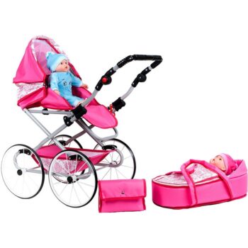 New Baby Detský Kočík Pre Bábiky Retro Natálka 2v1 Ružová