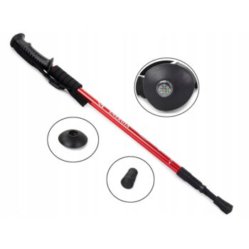 Nordic walking vychádzkové palice antishock, červená
