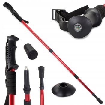 Nordic walking vychádzkové palice antishock, červená