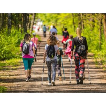 Nordic walking vychádzkové palice antishock, červená