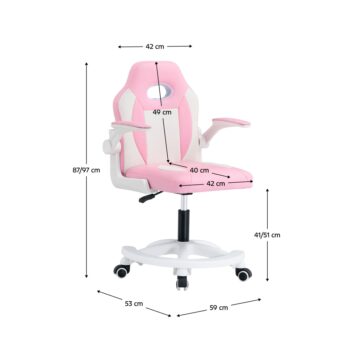 KONDELA Odelia detská stolička s podnožkou ružová / biela - Image 2