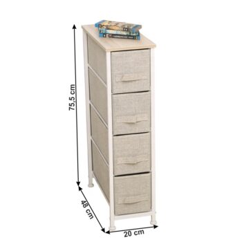 Komoda s látkovými boxami OFELIA TYP 2 dodá Vášmu domovu štýlový vzhľad. Konštrukcia je vyrobená z kovu v bielej farbe, vrchná doska je vyrobená z MDF v svetlosivej farbe a šuplíky sú vyrobené z látky v béžovej farbe. Komoda obsahuje štyri šuplíky s úchytkami, takže poskytne dostatok miesta na…