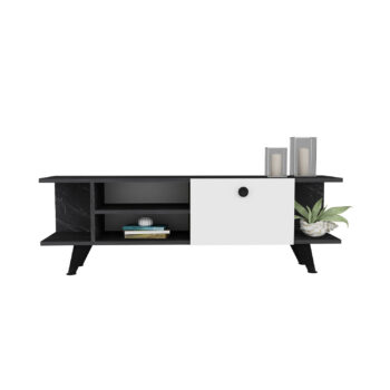 Štýlový TV stolík OHAIO pre vašu obývaciu izbuModerný a funkčný TV stolík OHAIO je skvelou voľbou pre každú obývaciu izbu. Vďaka kombinácii materiálu LTD a minimalistického designu vyniká svojou odolnosťou a estetikou. Tento stolík spája elegantný vzhľad s praktickým usporiadaním úložného priestoru.Hlavné vlastnosti:Rozmer: 45 x 120 x 29.6 cmMateriál: LTDPočet dvierok: 1 plné dvierkoVybavenie: dvierka plné a regálokFarba: čierna + bielaÚchytky: plastPlastové nožičkyHrúbka materiálu: 18 mmDodávame v demonteTV stolík OHAIO ponúka praktický úložný priestor, ktorý sa skladá z jedného dvierka a otvoreného regálku, ideálneho na umiestnenie elektroniky alebo dekorácií. Vďaka plastovým úchytkám a nožičkám je stolík ľahko ovládateľný a stabilný na rôznych typoch podláh.Prineste si do svojej obývačky štýl a funkčnosť s TV stolíkom OHAIO, ktorý dokonale doplní váš interiér.