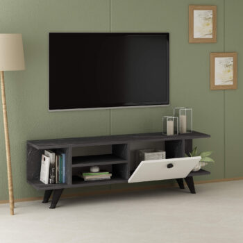 Štýlový TV stolík OHAIO pre vašu obývaciu izbuModerný a funkčný TV stolík OHAIO je skvelou voľbou pre každú obývaciu izbu. Vďaka kombinácii materiálu LTD a minimalistického designu vyniká svojou odolnosťou a estetikou. Tento stolík spája elegantný vzhľad s praktickým usporiadaním úložného priestoru.Hlavné vlastnosti:Rozmer: 45 x 120 x 29.6 cmMateriál: LTDPočet dvierok: 1 plné dvierkoVybavenie: dvierka plné a regálokFarba: čierna + bielaÚchytky: plastPlastové nožičkyHrúbka materiálu: 18 mmDodávame v demonteTV stolík OHAIO ponúka praktický úložný priestor, ktorý sa skladá z jedného dvierka a otvoreného regálku, ideálneho na umiestnenie elektroniky alebo dekorácií. Vďaka plastovým úchytkám a nožičkám je stolík ľahko ovládateľný a stabilný na rôznych typoch podláh.Prineste si do svojej obývačky štýl a funkčnosť s TV stolíkom OHAIO, ktorý dokonale doplní váš interiér.