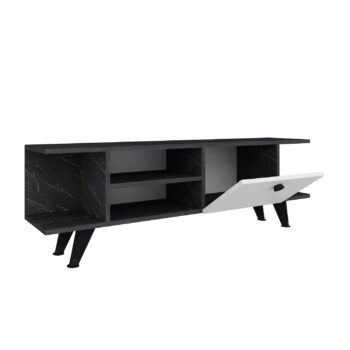 Štýlový TV stolík OHAIO pre vašu obývaciu izbuModerný a funkčný TV stolík OHAIO je skvelou voľbou pre každú obývaciu izbu. Vďaka kombinácii materiálu LTD a minimalistického designu vyniká svojou odolnosťou a estetikou. Tento stolík spája elegantný vzhľad s praktickým usporiadaním úložného priestoru.Hlavné vlastnosti:Rozmer: 45 x 120 x 29.6 cmMateriál: LTDPočet dvierok: 1 plné dvierkoVybavenie: dvierka plné a regálokFarba: čierna + bielaÚchytky: plastPlastové nožičkyHrúbka materiálu: 18 mmDodávame v demonteTV stolík OHAIO ponúka praktický úložný priestor, ktorý sa skladá z jedného dvierka a otvoreného regálku, ideálneho na umiestnenie elektroniky alebo dekorácií. Vďaka plastovým úchytkám a nožičkám je stolík ľahko ovládateľný a stabilný na rôznych typoch podláh.Prineste si do svojej obývačky štýl a funkčnosť s TV stolíkom OHAIO, ktorý dokonale doplní váš interiér.