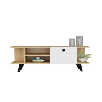 Štýlový TV stolík OHAIO pre vašu obývaciu izbuModerný a funkčný TV stolík OHAIO je skvelou voľbou pre každú obývaciu izbu. Vďaka kombinácii materiálu LTD a minimalistického designu vyniká svojou odolnosťou a estetikou. Tento stolík spája elegantný vzhľad s praktickým usporiadaním úložného priestoru.Hlavné vlastnosti:Rozmer: 45 x 120 x 29.6 cmMateriál: LTDPočet dvierok: 1 plné dvierkoVybavenie: dvierka plné a regálokFarba: dub + bielaÚchytky: plastPlastové nožičkyHrúbka materiálu: 18 mmDodávame v demonteTV stolík OHAIO ponúka praktický úložný priestor, ktorý sa skladá z jedného dvierka a otvoreného regálku, ideálneho na umiestnenie elektroniky alebo dekorácií. Vďaka plastovým úchytkám a nožičkám je stolík ľahko ovládateľný a stabilný na rôznych typoch podláh.Prineste si do svojej obývačky štýl a funkčnosť s TV stolíkom OHAIO, ktorý dokonale doplní váš interiér.