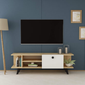 Štýlový TV stolík OHAIO pre vašu obývaciu izbuModerný a funkčný TV stolík OHAIO je skvelou voľbou pre každú obývaciu izbu. Vďaka kombinácii materiálu LTD a minimalistického designu vyniká svojou odolnosťou a estetikou. Tento stolík spája elegantný vzhľad s praktickým usporiadaním úložného priestoru.Hlavné vlastnosti:Rozmer: 45 x 120 x 29.6 cmMateriál: LTDPočet dvierok: 1 plné dvierkoVybavenie: dvierka plné a regálokFarba: dub + bielaÚchytky: plastPlastové nožičkyHrúbka materiálu: 18 mmDodávame v demonteTV stolík OHAIO ponúka praktický úložný priestor, ktorý sa skladá z jedného dvierka a otvoreného regálku, ideálneho na umiestnenie elektroniky alebo dekorácií. Vďaka plastovým úchytkám a nožičkám je stolík ľahko ovládateľný a stabilný na rôznych typoch podláh.Prineste si do svojej obývačky štýl a funkčnosť s TV stolíkom OHAIO, ktorý dokonale doplní váš interiér.