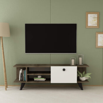Štýlový TV stolík OHAIO pre vašu obývaciu izbuModerný a funkčný TV stolík OHAIO je skvelou voľbou pre každú obývaciu izbu. Vďaka kombinácii materiálu LTD a minimalistického designu vyniká svojou odolnosťou a estetikou. Tento stolík spája elegantný vzhľad s praktickým usporiadaním úložného priestoru.Hlavné vlastnosti:Rozmer: 45 x 120 x 29.6 cmMateriál: LTDPočet dvierok: 1 plné dvierkoVybavenie: dvierka plné a regálokFarba: orech + bielaÚchytky: plastPlastové nožičkyHrúbka materiálu: 18 mmDodávame v demonteTV stolík OHAIO ponúka praktický úložný priestor, ktorý sa skladá z jedného dvierka a otvoreného regálku, ideálneho na umiestnenie elektroniky alebo dekorácií. Vďaka plastovým úchytkám a nožičkám je stolík ľahko ovládateľný a stabilný na rôznych typoch podláh.Prineste si do svojej obývačky štýl a funkčnosť s TV stolíkom OHAIO, ktorý dokonale doplní váš interiér.