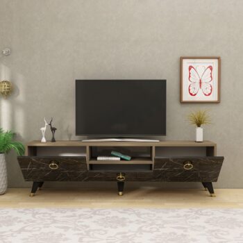 TV stolík OHIO – Luxusný a praktický doplnok do vašej obývačkyTV stolík OHIO je ideálnym riešením pre moderné obývacie izby, kde sa kladie dôraz na eleganciu a funkčnosť. Vďaka plným dvierkam ponúka dostatok úložného priestoru pre vaše elektronické zariadenie, káble a ďalšie nevyhnutnosti. Jeho precízne spracovanie a možnosť pripevnenia na stenu pridávajú na praktickosti aj estetickom dojme.Hlavné vlastnosti produktu:Typ tovaru: TV stolíkVhodné do miestnosti: Obývacia izbaMateriál: Melamín, VT laminátRozmery: 45 x 150 x 31.3 cmFarba: orech / čiernaVybavenie: Plné dvierkaŠtýl: LuxusnéPočet dvierok: 3Hrúbka materiálu: 18 mmDodatočné informácie: Dodávame v demonte, možno pripevniť na stenuStolík OHIO spája elegantný dizajn s praktickým usporiadaním. Jeho robustná konštrukcia a kvalitné materiály zaisťujú dlhú životnosť, zatiaľ čo luxusné prevedenie dodá vášmu interiéru sofistikovaný vzhľad. Zaobstarajte si TV stolík OHIO a dodajte svojej obývačke štýl a praktickosť!