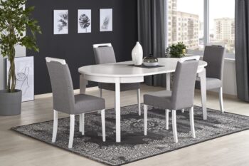 HALMAR Sorbus 100/200 okrúhly rozkladací jedálenský stôl biela – Obrázok 3