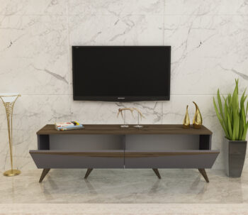 TV stolík OPAL - elegantné a praktické riešenie pre vašu obývaciu izbuTV stolík OPAL je ideálnou voľbou pre modernú obývaciu izbu. Jeho elegantný dizajn dodá interiéru štýl a funkčnosť.Vyrobený z kvalitného materiálu LTD s hrúbkou 18 mm, OPAL ponúka nielen atraktívny vzhľad, ale aj dlhú životnosť. Stolík je vybavený praktickou skrinkou s dvoma dvierkami, ktorá poskytuje dostatok úložného priestoru pre vaše multimediálne zariadenie alebo iné nevyhnutnosti.Hlavné vlastnosti produktu:Typ tovaru: TV stolíkVhodné do miestnosti: obývacia izbaMateriál: LTDRozmery: 46 x 150 x 29.6 cmFarba: antracit + orechVybavenie: skrinkaPočet dvierok: 2Dodatočné informácie: Dodávame v demonte, plastové nožičkyTV stolík OPAL je dodávaný v demontovanom stave a je ľahké ho zostaviť. Plastové nožičky zaisťujú stabilitu a ochranu podlahy.