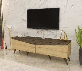 TV stolík OPAL - elegantné a praktické riešenie pre vašu obývaciu izbuTV stolík OPAL je ideálnou voľbou pre modernú obývaciu izbu. Jeho elegantný dizajn dodá interiéru štýl a funkčnosť.Vyrobený z kvalitného materiálu LTD s hrúbkou 18 mm, OPAL ponúka nielen atraktívny vzhľad, ale aj dlhú životnosť. Stolík je vybavený praktickou skrinkou s dvoma dvierkami, ktorá poskytuje dostatok úložného priestoru pre vaše multimediálne zariadenie alebo iné nevyhnutnosti.Hlavné vlastnosti produktu:Typ tovaru: TV stolíkVhodné do miestnosti: obývacia izbaMateriál: LTDRozmery: 46 x 150 x 29.6 cmFarba: dub + orechVybavenie: skrinkaPočet dvierok: 2Dodatočné informácie: Dodávame v demonte, plastové nožičkyTV stolík OPAL je dodávaný v demontovanom stave a je ľahké ho zostaviť. Plastové nožičky zaisťujú stabilitu a ochranu podlahy.