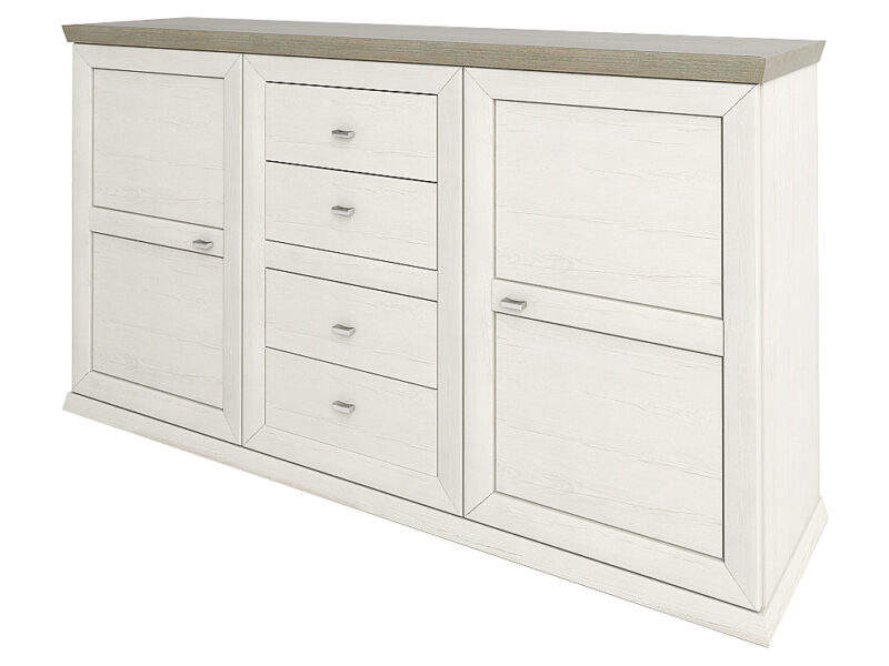 NABBI Orentano CH-1600-2D/4DR dvojdverová komoda so zásuvkami pino aurelio / madagascar / nelson Priestranná dvojdverová komoda so zásuvkami ORENTANO CH-1600-2D/4DR vnesie do Vášho domova kúsok provensálskeho vánku. Rozmery komody sú (ŠxHxV): 160,2x42,8x89,3 cm. Nábytok z kolekcie Orentano je zhotovený z kvalitných materiálov ako sú DTD (drevotriesková doska) a MDF (drevovláknitá doska).…