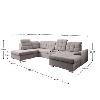 Zariaďte si obývačku modernou a funkčnou sedacou súpravou OREO U v tvare U, ktorá zaujme svojím dizajnom aj praktickými vlastnosťami. Je čalúnená kvalitnou látkou Soro 23 v štýlovej sivobéžovej farbe Taupe, s vysokou oderuodolnosťou 90 000 cyklov podľa…