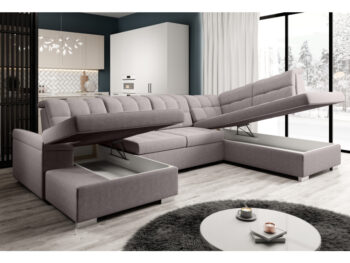 Zariaďte si obývačku modernou a funkčnou sedacou súpravou OREO U v tvare U, ktorá zaujme svojím dizajnom aj praktickými vlastnosťami. Je čalúnená kvalitnou látkou Soro 23 v štýlovej sivobéžovej farbe Taupe, s vysokou oderuodolnosťou 90 000 cyklov podľa…