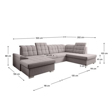 Zariaďte si obývačku modernou a funkčnou sedacou súpravou OREO U v tvare U, ktorá zaujme svojím dizajnom aj praktickými vlastnosťami. Je čalúnená kvalitnou látkou Soro 23 v štýlovej sivobéžovej farbe Taupe, s vysokou oderuodolnosťou 90 000 cyklov podľa…