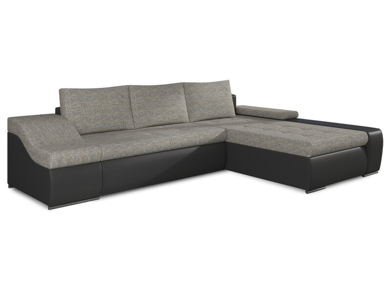 NABBI Oristano P rohová sedačka s rozkladom a úložným priestorom sivá / čierna Štýlová rohová sedačka ORISTANO P v tvare L bude klenotom a stredobodom pozornosti Vašej modernej obývačky. Ozdobné prešívanie sedacej časti, široké podrúčky a mäkké vankúše robia sedačku zaujímavou a nadčasovou. Nízke chrómové nožičky jej dodávajú nezameniteľný charakter. Sedačka je odetá…