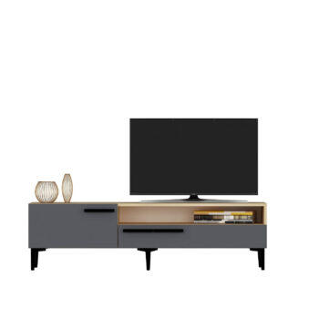 TV stolík OSIRIS - Elegantné a praktické riešenie pre vašu obývaciu izbuObjavte OSIRIS, moderný TV stolík navrhnutý pre všetkých, ktorí hľadajú štýl a funkčnosť v jednom. Tento kus nábytku je ideálny pre vašu obývaciu izbu a ponúkne vám nielen estetický vzhľad, ale aj praktické úložné priestory.Typ tovaru: TV stolíkMateriál: LTDRozmer: 50 x 150 x 35 cmFarba: antracit + dubVybavenie: skrinka a regálPočet dvierok: 2Úchytky: plastHrúbka materiálu: 18 mmDodatočné informácie: Dodávame v demonte, plastové nožičkyOSIRIS kombinuje elegantný dizajn s funkčnými prvkami. Vďaka skrinke a regálku získate dostatok priestoru na uloženie vašej elektroniky, kníh či dekorácií. Jednoduchá montáž a kvalitný materiál zaručujú dlhú životnosť a spokojnosť.