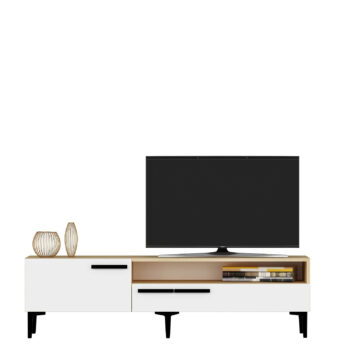 TV stolík OSIRIS - Elegantné a praktické riešenie pre vašu obývaciu izbuObjavte OSIRIS, moderný TV stolík navrhnutý pre všetkých, ktorí hľadajú štýl a funkčnosť v jednom. Tento kus nábytku je ideálny pre vašu obývaciu izbu a ponúkne vám nielen estetický vzhľad, ale aj praktické úložné priestory.Typ tovaru: TV stolíkMateriál: LTDRozmer: 50 x 150 x 35 cmFarba: biela + dubVybavenie: skrinka a regálPočet dvierok: 2Úchytky: plastHrúbka materiálu: 18 mmDodatočné informácie: Dodávame v demonte, plastové nožičkyOSIRIS kombinuje elegantný dizajn s funkčnými prvkami. Vďaka skrinke a regálku získate dostatok priestoru na uloženie vašej elektroniky, kníh či dekorácií. Jednoduchá montáž a kvalitný materiál zaručujú dlhú životnosť a spokojnosť.