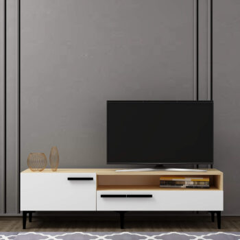 TV stolík OSIRIS - Elegantné a praktické riešenie pre vašu obývaciu izbuObjavte OSIRIS, moderný TV stolík navrhnutý pre všetkých, ktorí hľadajú štýl a funkčnosť v jednom. Tento kus nábytku je ideálny pre vašu obývaciu izbu a ponúkne vám nielen estetický vzhľad, ale aj praktické úložné priestory.Typ tovaru: TV stolíkMateriál: LTDRozmer: 50 x 150 x 35 cmFarba: biela + dubVybavenie: skrinka a regálPočet dvierok: 2Úchytky: plastHrúbka materiálu: 18 mmDodatočné informácie: Dodávame v demonte, plastové nožičkyOSIRIS kombinuje elegantný dizajn s funkčnými prvkami. Vďaka skrinke a regálku získate dostatok priestoru na uloženie vašej elektroniky, kníh či dekorácií. Jednoduchá montáž a kvalitný materiál zaručujú dlhú životnosť a spokojnosť.
