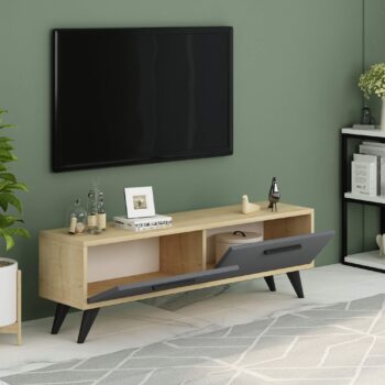 TV stolík OTTAWA - Štýlový a funkčný doplnok pre vašu obývaciu izbuHľadáte moderný a praktický TV stolík, ktorý dokonale zapadne do vašej obývačky? OTTAWA je ideálnou voľbou pre všetkých, ktorí chcú spojiť eleganciu s funkčnosťou.Typ tovaru: TV stolíkMateriál: LTDRozmer: 45 x 120 x 29,6 cmFarba: antracit + dubPočet dvierok: 2Úchytky: plastHrúbka materiálu: 18 mmDodatočné informácie: Dodávame v demonte, plastové nožičkyOTTAWA ponúka praktický úložný priestor za dvierkami, ktorý skryje všetku vašu elektroniku či iné nevyhnutnosti. Jednoduchá montáž a kvalitné spracovanie sú samozrejmosťou. Vneste do svojej obývačky moderný štýl s týmto elegantným TV stolíkom!