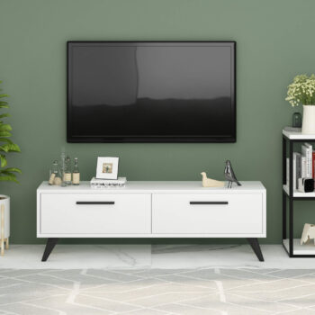 TV stolík OTTAWA - Štýlový a funkčný doplnok pre vašu obývaciu izbuHľadáte moderný a praktický TV stolík, ktorý dokonale zapadne do vašej obývačky? OTTAWA je ideálnou voľbou pre všetkých, ktorí chcú spojiť eleganciu s funkčnosťou.Typ tovaru: TV stolíkMateriál: LTDRozmer: 45 x 120 x 29,6 cmFarba: bielaPočet dvierok: 2Úchytky: plastHrúbka materiálu: 18 mmDodatočné informácie: Dodávame v demonte, plastové nožičkyOTTAWA ponúka praktický úložný priestor za dvierkami, ktorý skryje všetku vašu elektroniku či iné nevyhnutnosti. Jednoduchá montáž a kvalitné spracovanie sú samozrejmosťou. Vneste do svojej obývačky moderný štýl s týmto elegantným TV stolíkom!