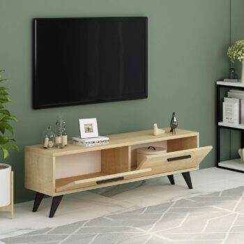 TV stolík OTTAWA - Štýlový a funkčný doplnok pre vašu obývaciu izbuHľadáte moderný a praktický TV stolík, ktorý dokonale zapadne do vašej obývačky? OTTAWA je ideálnou voľbou pre všetkých, ktorí chcú spojiť eleganciu s funkčnosťou.Typ tovaru: TV stolíkMateriál: LTDRozmer: 45 x 120 x 29,6 cmFarba: dubPočet dvierok: 2Úchytky: plastHrúbka materiálu: 18 mmDodatočné informácie: Dodávame v demonte, plastové nožičkyOTTAWA ponúka praktický úložný priestor za dvierkami, ktorý skryje všetku vašu elektroniku či iné nevyhnutnosti. Jednoduchá montáž a kvalitné spracovanie sú samozrejmosťou. Vneste do svojej obývačky moderný štýl s týmto elegantným TV stolíkom!