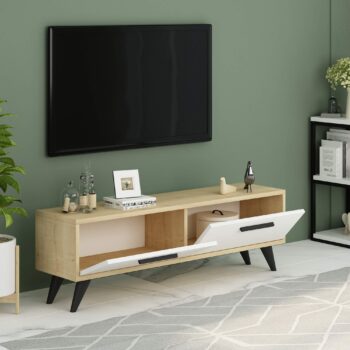 TV stolík OTTAWA - Štýlový a funkčný doplnok pre vašu obývaciu izbuHľadáte moderný a praktický TV stolík, ktorý dokonale zapadne do vašej obývačky? OTTAWA je ideálnou voľbou pre všetkých, ktorí chcú spojiť eleganciu s funkčnosťou.Typ tovaru: TV stolíkMateriál: LTDRozmer: 45 x 120 x 29,6 cmFarba: dub + bielaPočet dvierok: 2Úchytky: plastHrúbka materiálu: 18 mmDodatočné informácie: Dodávame v demonte, plastové nožičkyOTTAWA ponúka praktický úložný priestor za dvierkami, ktorý skryje všetku vašu elektroniku či iné nevyhnutnosti. Jednoduchá montáž a kvalitné spracovanie sú samozrejmosťou. Vneste do svojej obývačky moderný štýl s týmto elegantným TV stolíkom!