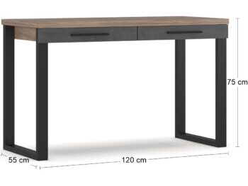 NABBI Ovida 120 2DRWS písací stôl so zásuvkami craft tobaco / matera – Obrázok 2