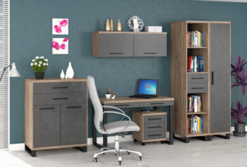 NABBI Ovida 120 2DRWS písací stôl so zásuvkami craft tobaco / matera – Obrázok 3