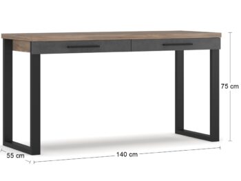 NABBI Ovida 140 2DRWS písací stôl so zásuvkami craft tobaco / matera – Obrázok 2