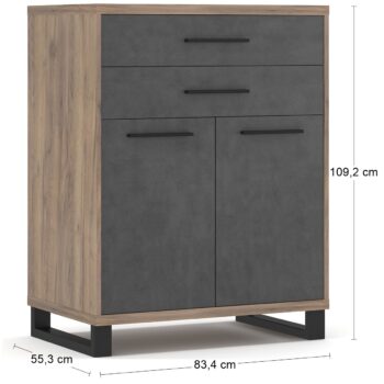 Dvojdverová komoda so zásuvkami Ovida 2D2DRWS je moderným a praktickým kusom nábytku, ktorý sa hodí do každej kancelárie. Jej farebné prevedenie v odtieňoch craft tobaco a matera dodáva interiéru eleganciu a štýl. Komoda je vyrobená z aglomerovaného materiálu DTD, čo zaručuje jej pevnosť a dlhú…