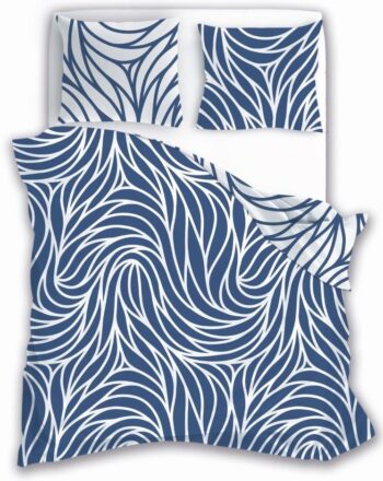 Obliečky z mikrovlákna v bielo-modrej farbe s geometrickým vzorom 3 časti: 1ks 200x220 + 2ks 70 cmx80