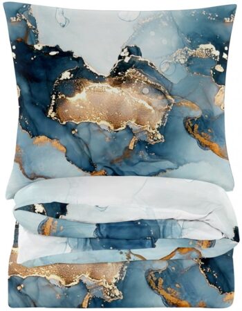 Obliečky zo syntetickej bavlny s modrým mramorovým vzorom 2 časti: 1ks 140x200 + 1ks 70x80