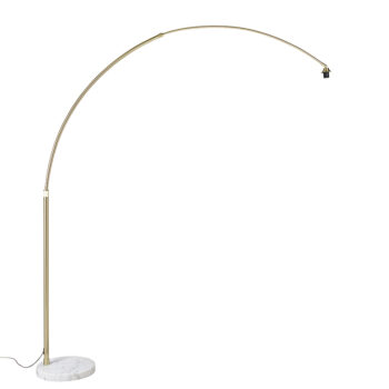Oblúková lampa mosadz s bielym mramorovým podstavcom nastaviteľná - XXL