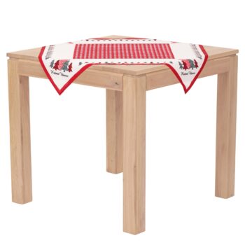Obrus s vianočným motívom - stromčeky a červený stred, 80x80 cm, 100% polyester., 80 x 80 cm