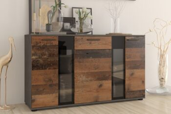 Obývacia stena SAMBA je vytvorená v jednoduchom, no zároveň v módnom dizajne. Materiál LTD doska. Vďaka neštandardnému farebnému prevedenie old style/matera sa bez pochyby stane dominantou Vašej obývačky.V obývacej zostave sa nachádzajú nasledujúce prvky:- vitrína 59 x 31 x 115 cm,- TV stolík 176 x 40 x 28 cm,- závesná vitrína 59 x 31 x 113,- polica 102 x 18 x 16 cm.Do vitrín je možné dokúpiť LED osvetlenie sklených poličiek. Stena je v ponuke iba ako komplet.  Dodávame v demonte.