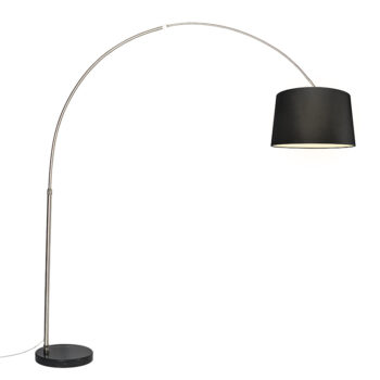 Oceľová oblúková lampa s látkovým tienidlom čierna 45 cm - XXL