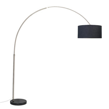 Oceľová oblúková lampa s tienidlom z látky čierna 50 cm - XXL
